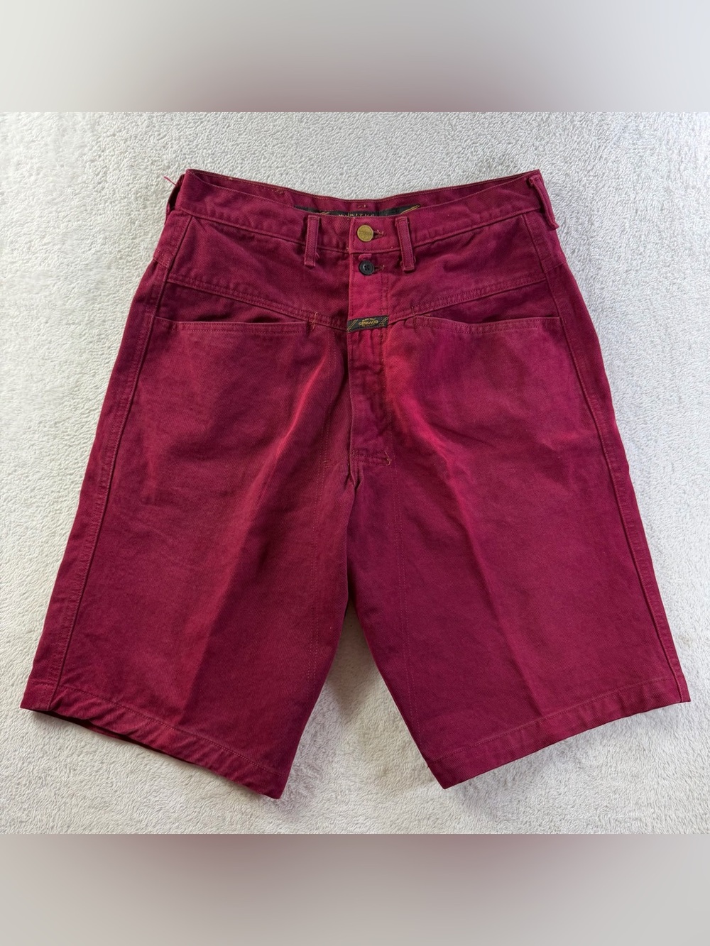 Vintage Marithe Francois Girbaud Baggy Denim Skater Shorts 31 Made USA Burgundy